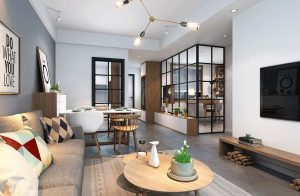 Instalaciones eléctricas en la sala de la casa